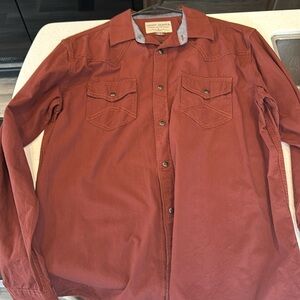 Cooper colored long sleeve button up shirt